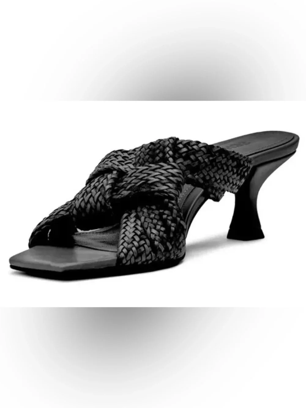 NWT SCHUTZ Black Kali Kitten Walk Heel Sandals Braided SZ 6.5 B